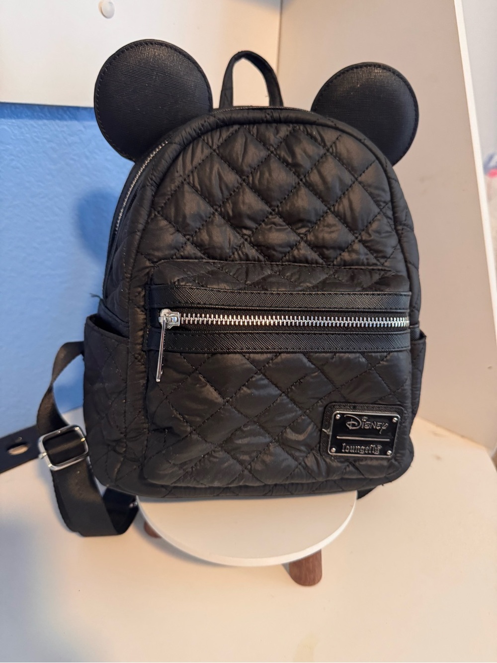 Loungefly Black Quilted Mini Backpack with Mouse Ears